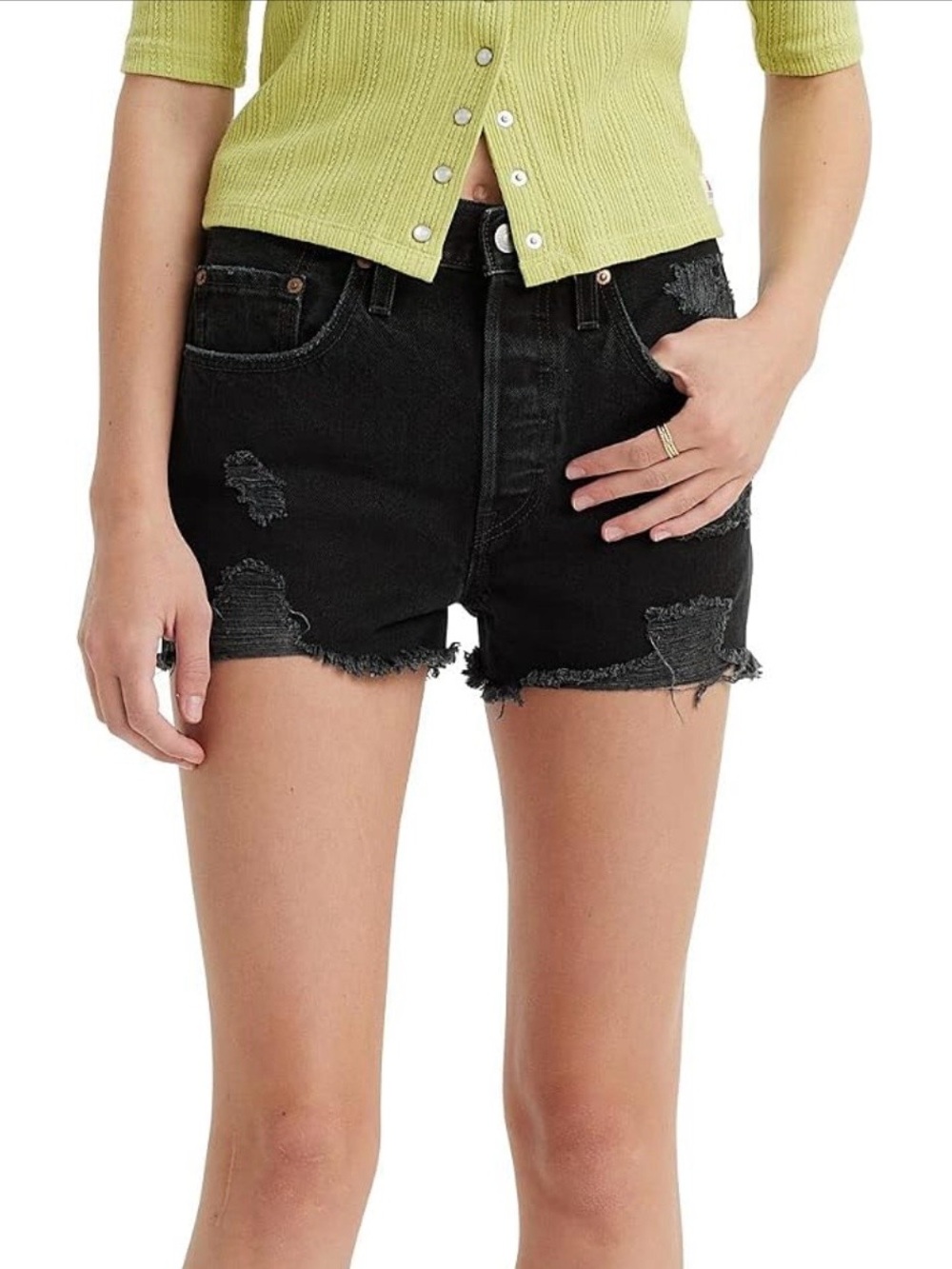 Levi's Black Distressed Cutoff Jean Shorts- Stowaway
